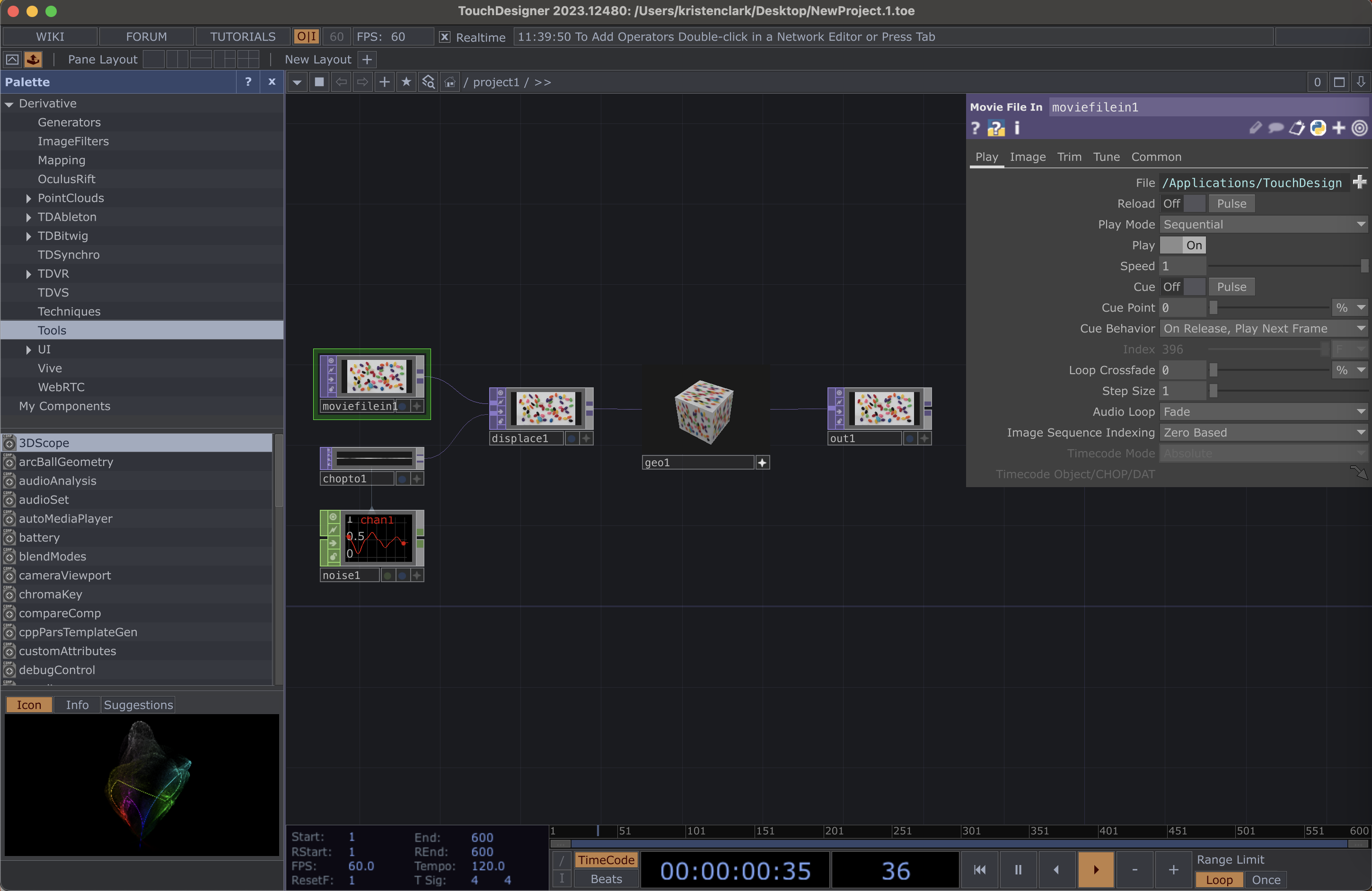 This is what touch deisgn opened up to when I first opened it looked super cool
